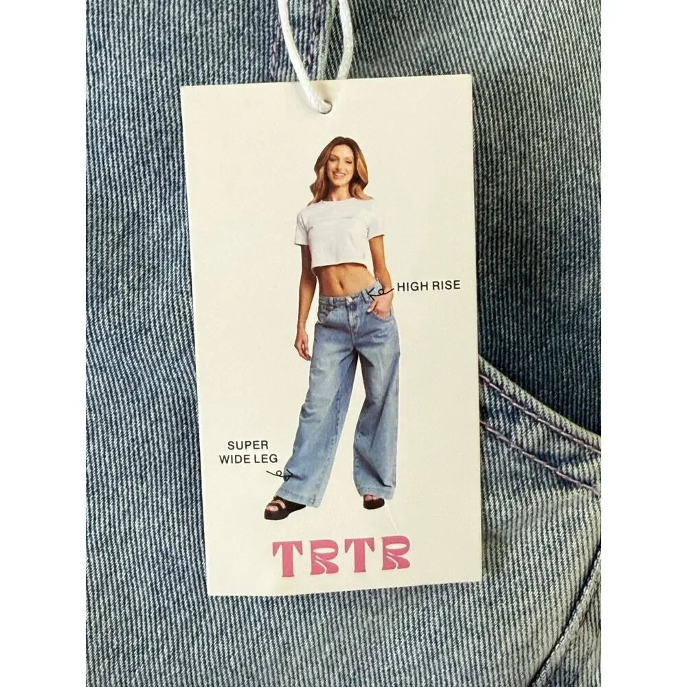 NWT Y2K Oversized High Waist Wide Leg Baggy Jeans Women Size 15 34W X 32L